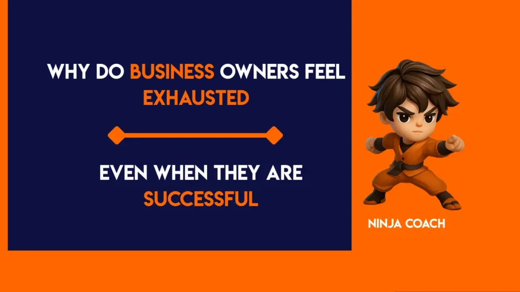 Exhausted business owner sitting alone in office reflecting on success and mental fatigue despite business growth